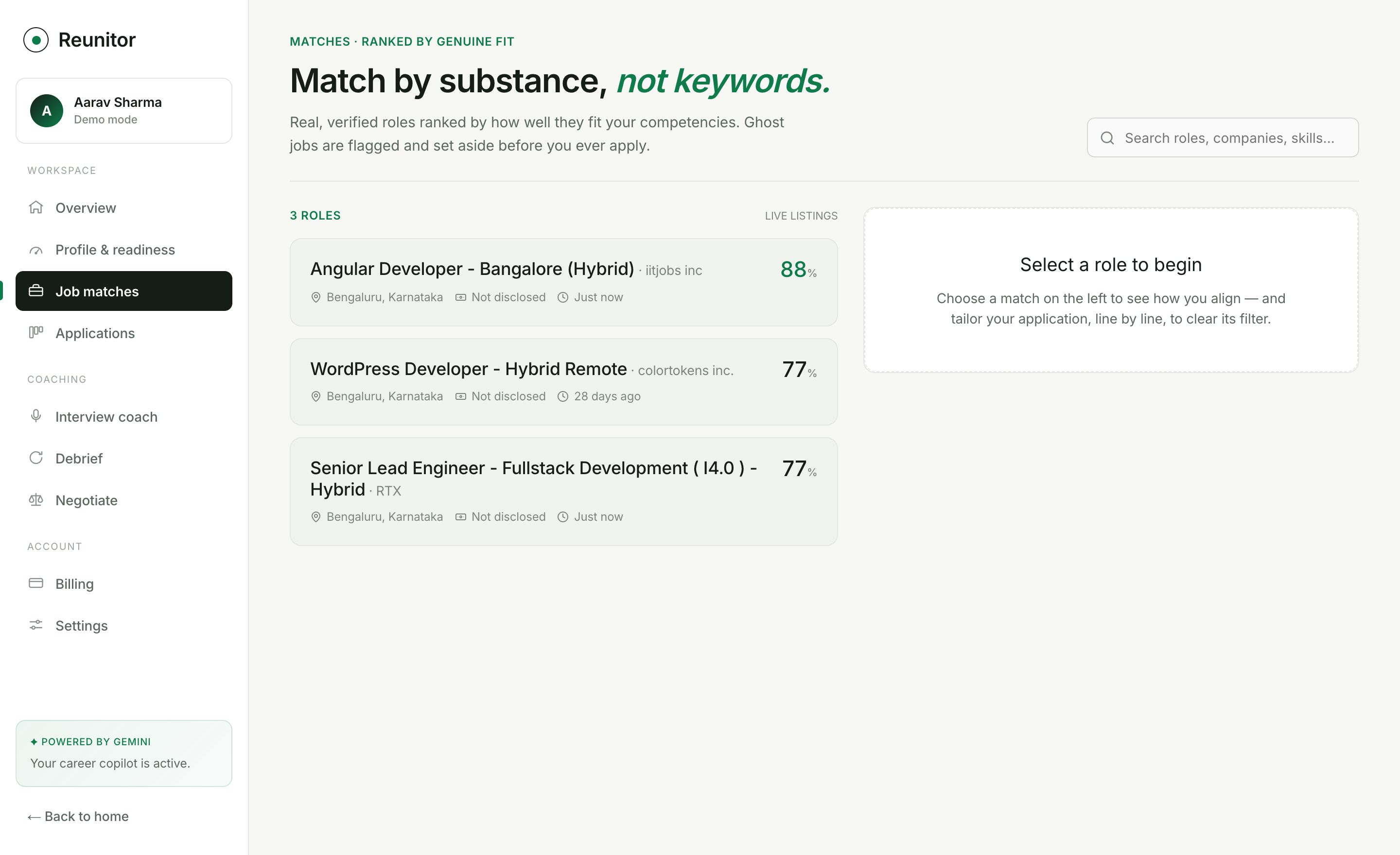 Reunitor — Job matches
